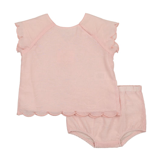 Jacquard Scallop Romper - Pink