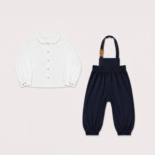 Baby Boys Halter Romper with Shirt - Navy