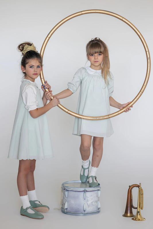 Scallop Hem Jumper + Primrose Girls Blouse - Mint Green