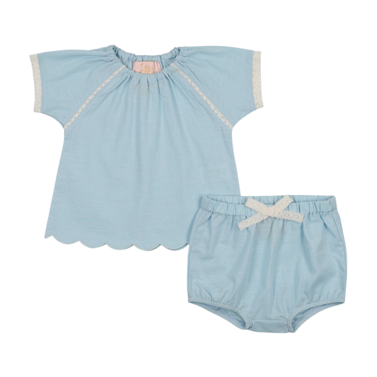 Baby Girls Ramie Set - Aquamarine