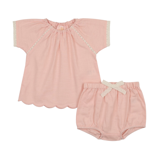 Baby Girls Ramie Set - Pink