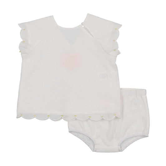 Jacquard Scallop Romper - White