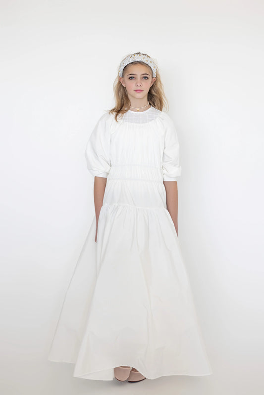 Pavo Teens Taffeta Gown - White