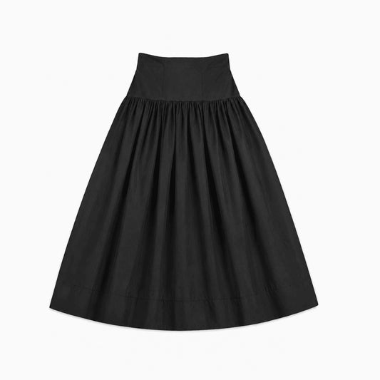 Teens Structured Taffeta Maxi Skirt - Black