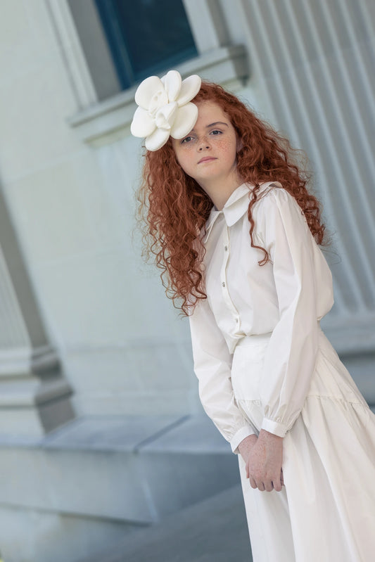 Teens Structured Taffeta Maxi Skirt - Cream