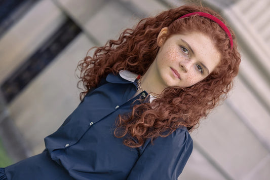 Teens Double Collar Taffeta Shirt - Black
