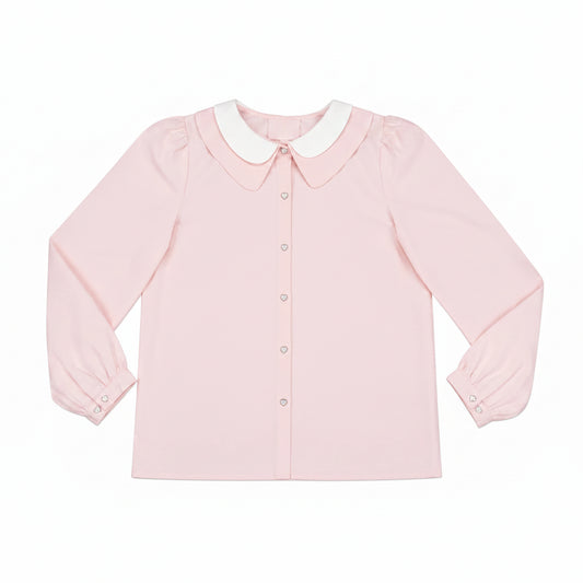 Teens Double Collar Taffeta Shirt - Antique Pink