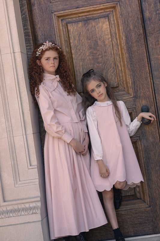Teens Pleated Circle Taffeta Skirt - Antique Pink