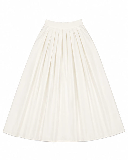 Teens Pleated Circle Taffeta Skirt - Cream