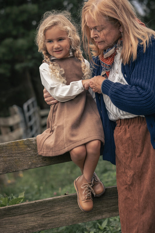 Wool Pinafore Sleeveless Dress - Beige
