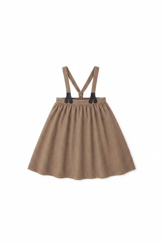 Wool Suspender Skirt - Beige