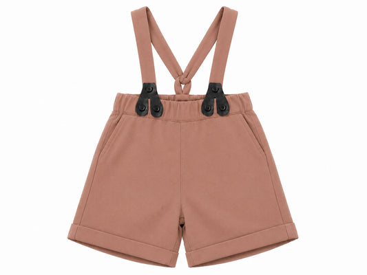 Boys Suspender Shorts - Beige