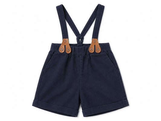 Boys Suspender Shorts - Navy