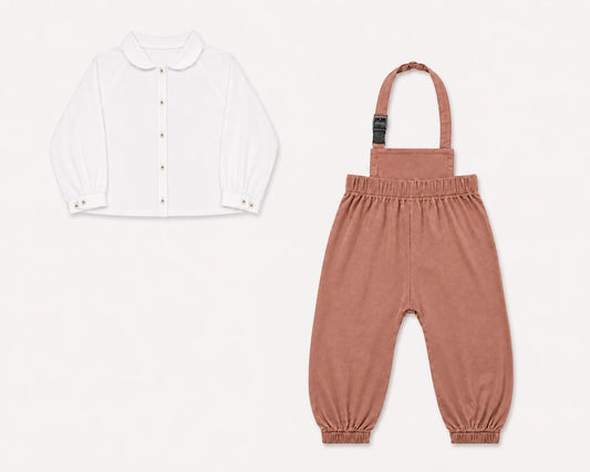Baby Boys Halter Romper with Shirt - Beige
