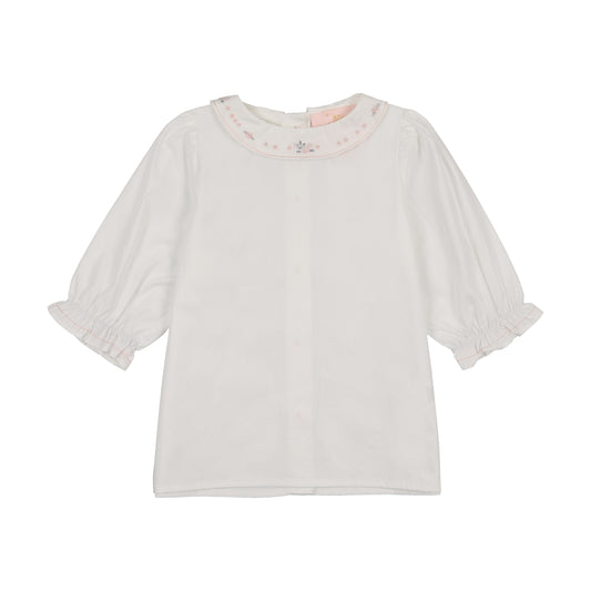Scallop Hem Jumper + Primrose Girls Blouse - Coral Pink