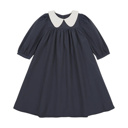 Icon Collar Empire Waist Dress - Navy