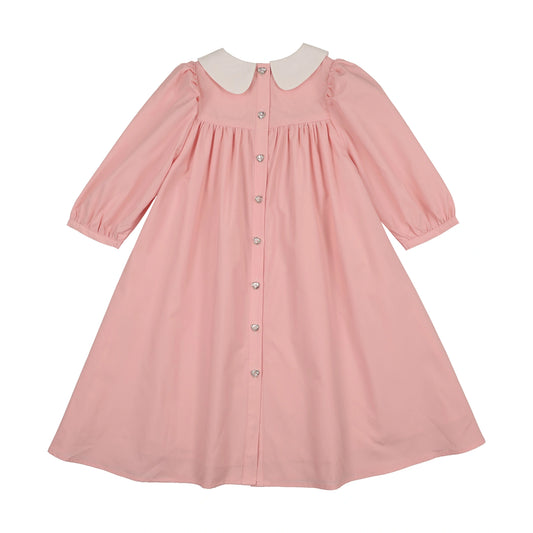 Icon Collar Empire Waist Dress - Coral Pink