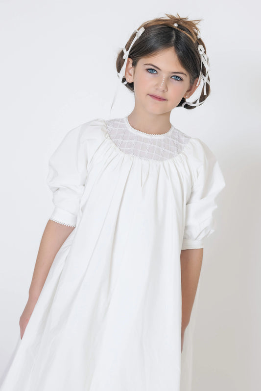 Pavo Girls Taffeta Gown - White